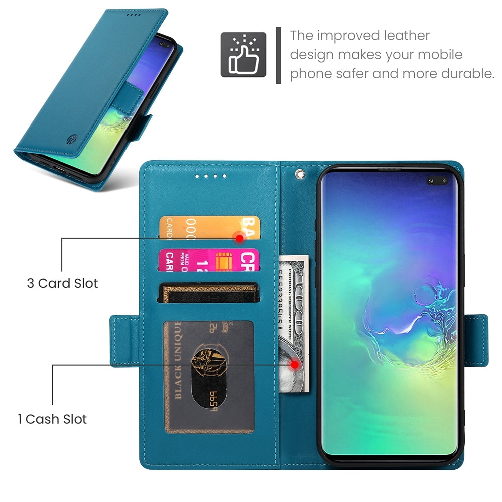 Samsung Galaxy S10+ Wallet Case - Luxury Magnetic PU Leather Flip Cover with Card Slots, Stand & Shockproof Protection