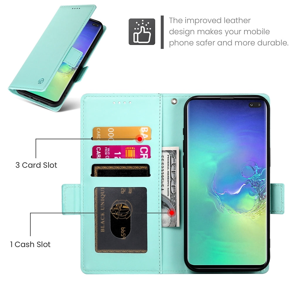 Samsung Galaxy S10+ Wallet Case - Luxury Magnetic PU Leather Flip Cover with Card Slots, Stand & Shockproof Protection
