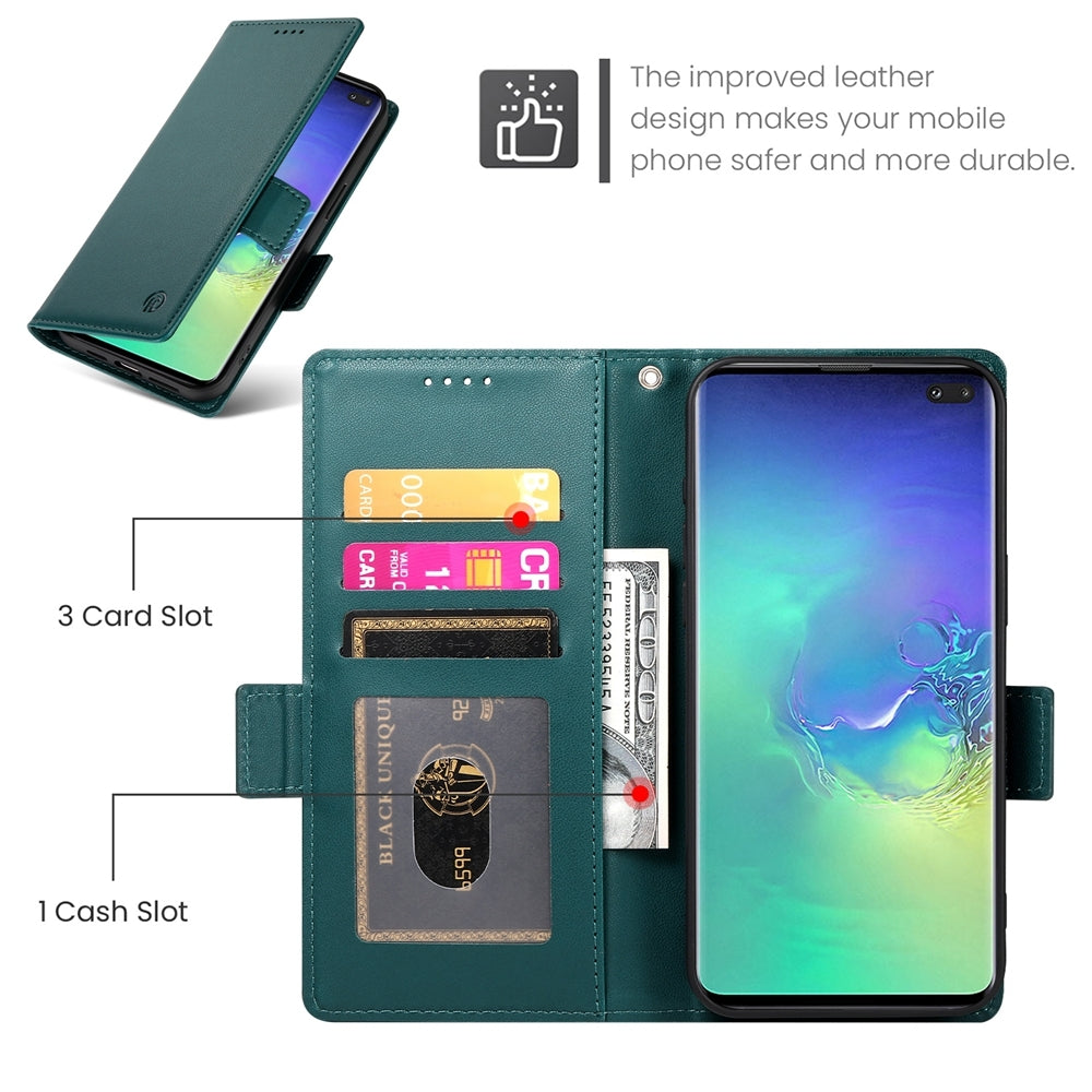 Samsung Galaxy S10+ Wallet Case - Luxury Magnetic PU Leather Flip Cover with Card Slots, Stand & Shockproof Protection