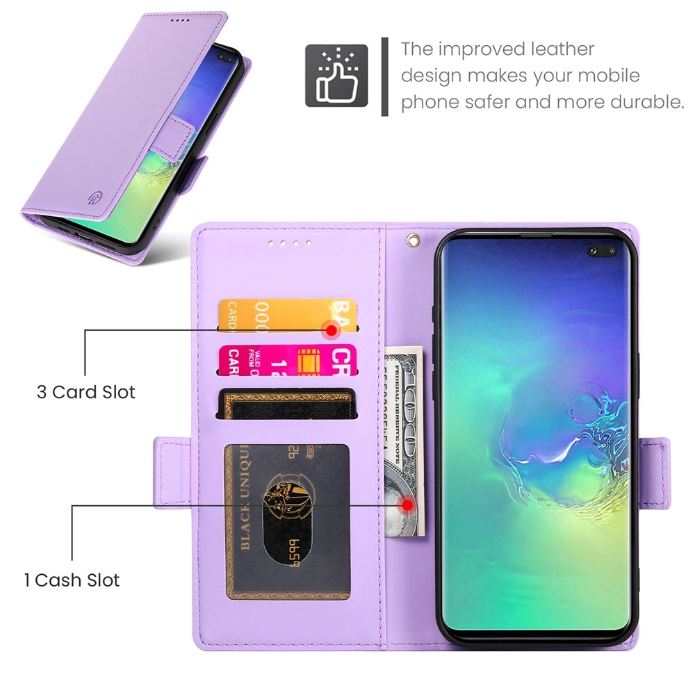 Samsung Galaxy S10+ Wallet Case - Luxury Magnetic PU Leather Flip Cover with Card Slots, Stand & Shockproof Protection