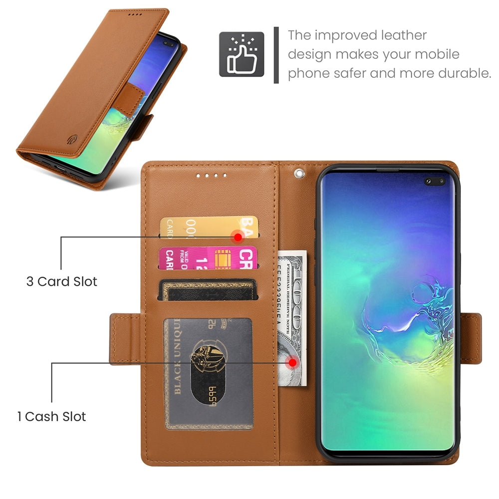 Samsung Galaxy S10+ Wallet Case - Luxury Magnetic PU Leather Flip Cover with Card Slots, Stand & Shockproof Protection