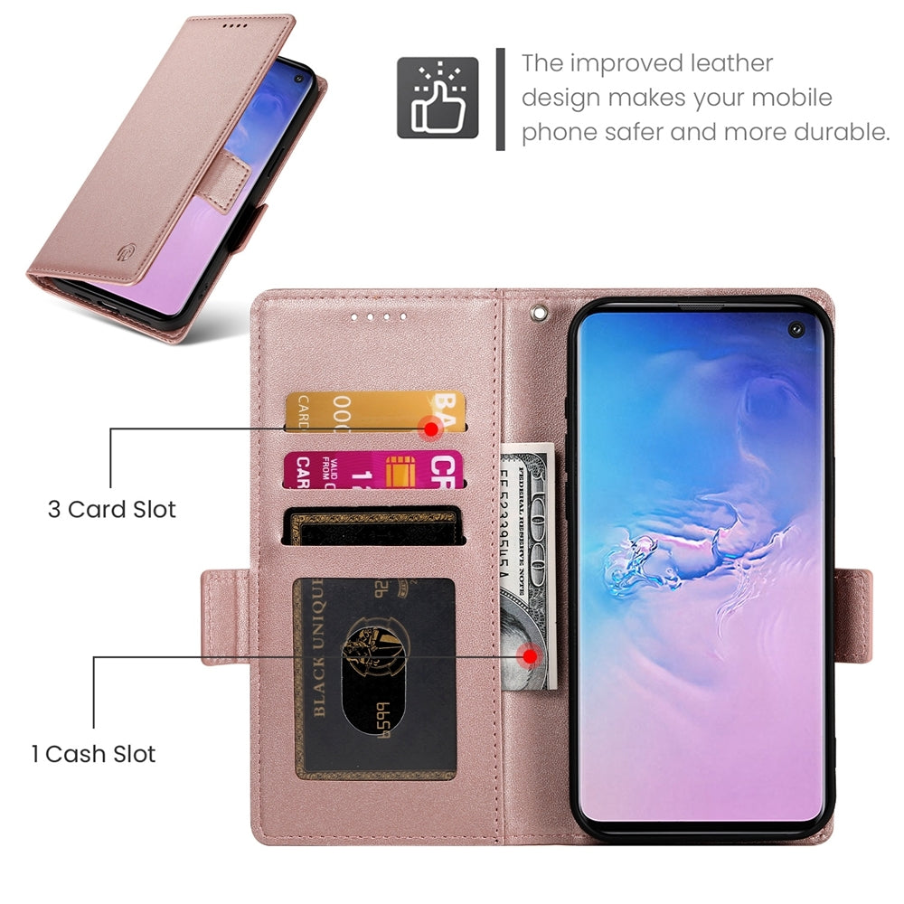 Samsung Galaxy S10 Wallet Case - Luxury Magnetic PU Leather Flip Cover with Card Slots, Stand & Shockproof Protection