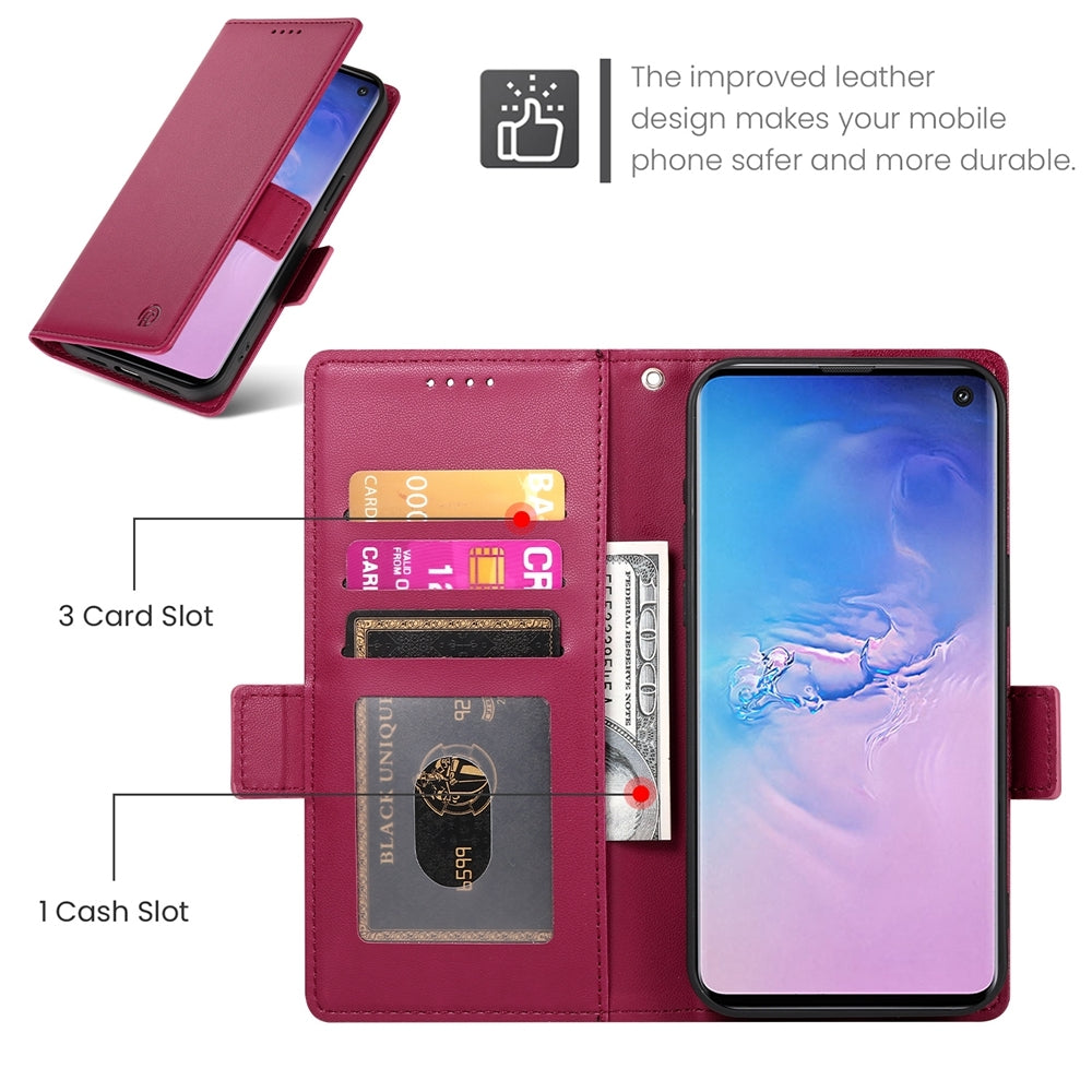 Samsung Galaxy S10 Wallet Case - Luxury Magnetic PU Leather Flip Cover with Card Slots, Stand & Shockproof Protection