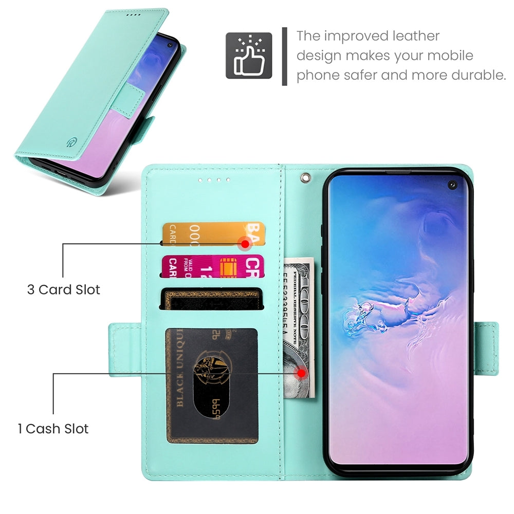 Samsung Galaxy S10 Wallet Case - Luxury Magnetic PU Leather Flip Cover with Card Slots, Stand & Shockproof Protection