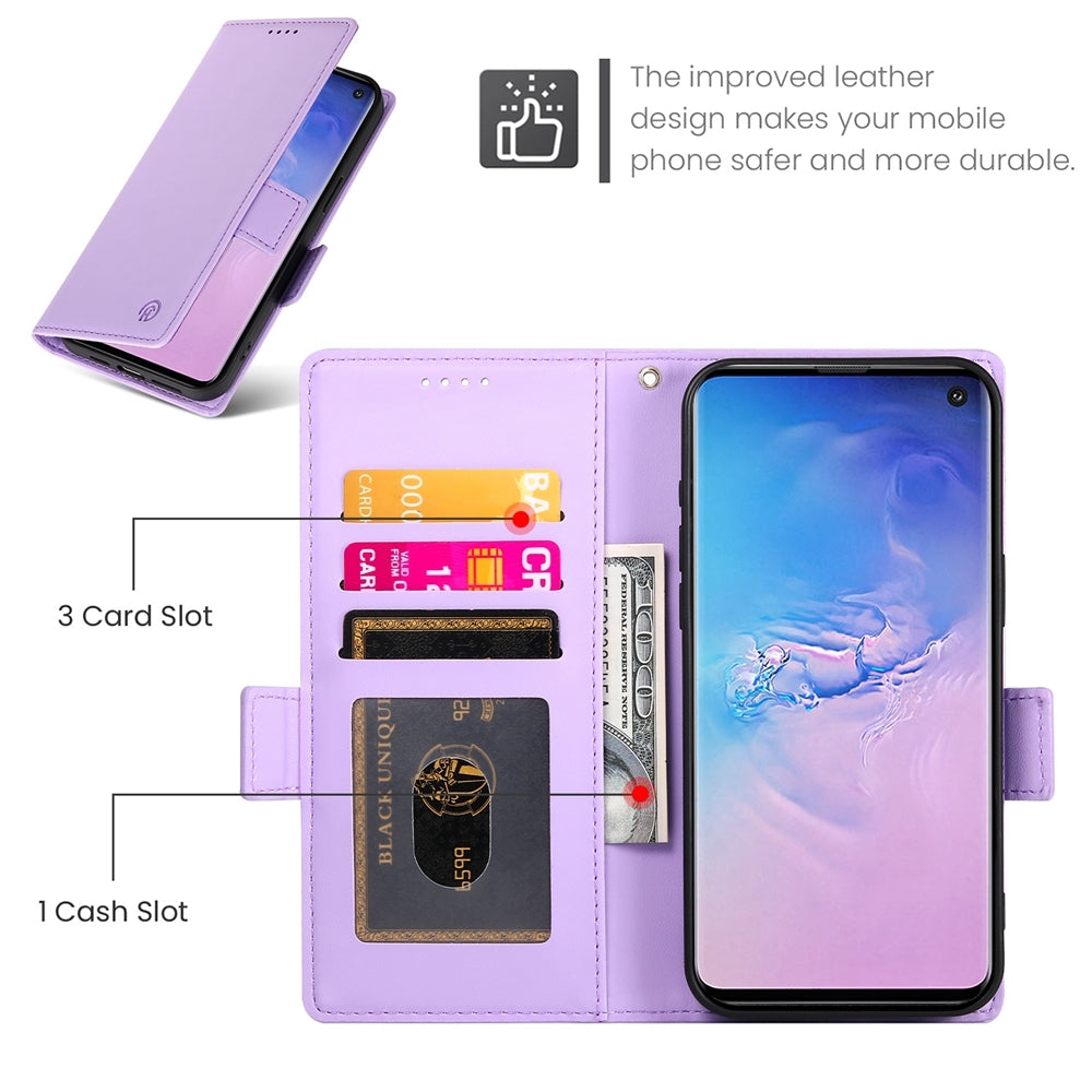 Samsung Galaxy S10 Wallet Case - Luxury Magnetic PU Leather Flip Cover with Card Slots, Stand & Shockproof Protection