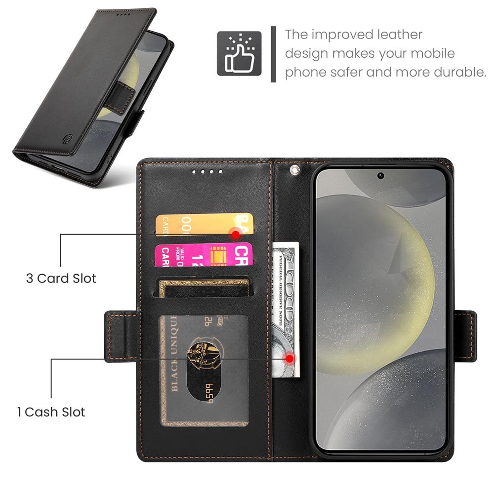 Samsung Galaxy S25 5G Wallet Case - Luxury Magnetic PU Leather Flip Cover with Card Slots, Stand & Shockproof Protection