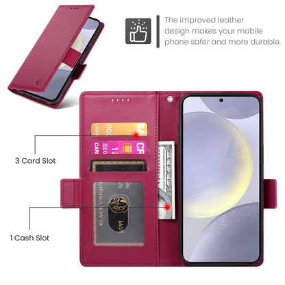 Samsung Galaxy S25+ 5G Wallet Case - Luxury Magnetic PU Leather Flip Cover with Card Slots, Stand & Shockproof Protection