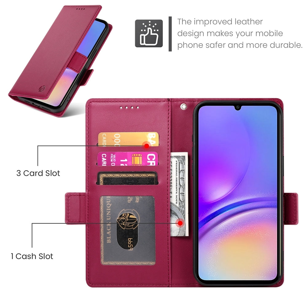 Samsung Galaxy A05 Wallet Case - Luxury Magnetic PU Leather Flip Cover with Card Slots, Stand & Shockproof Protection