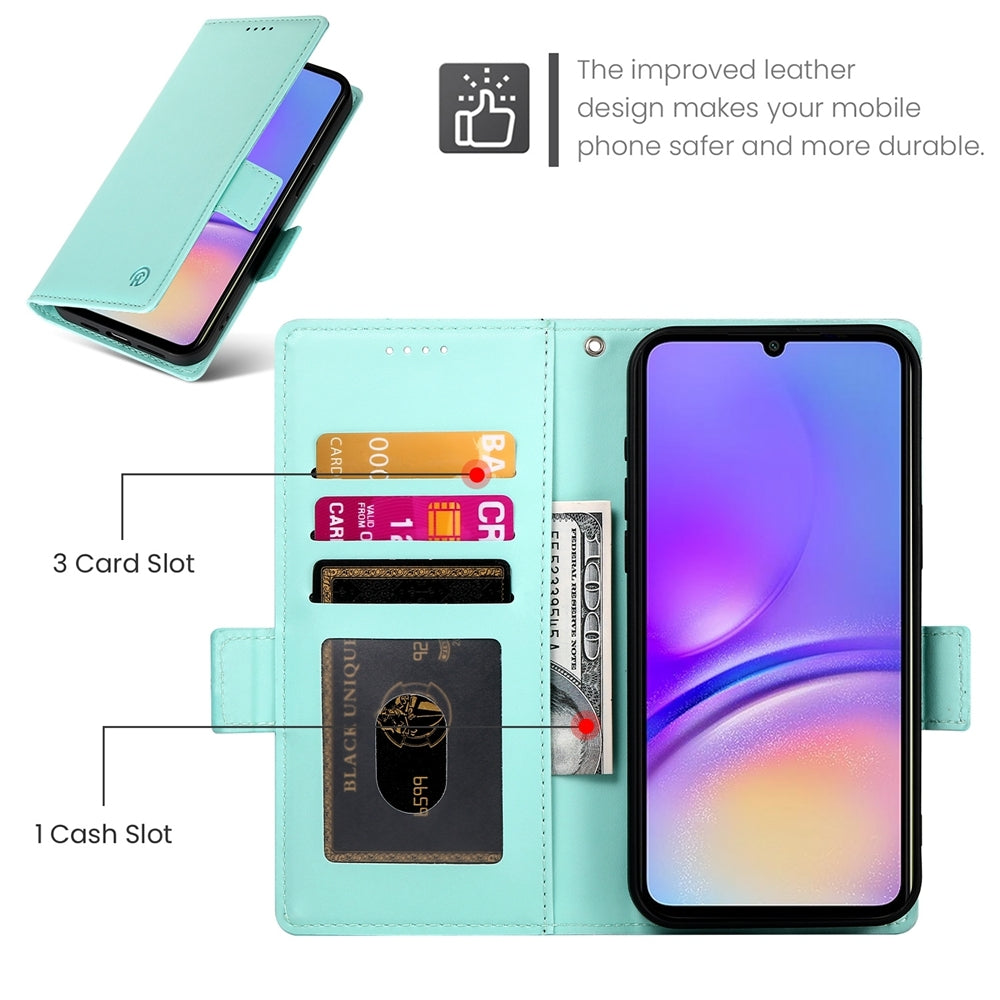 Samsung Galaxy A05 Wallet Case - Luxury Magnetic PU Leather Flip Cover with Card Slots, Stand & Shockproof Protection
