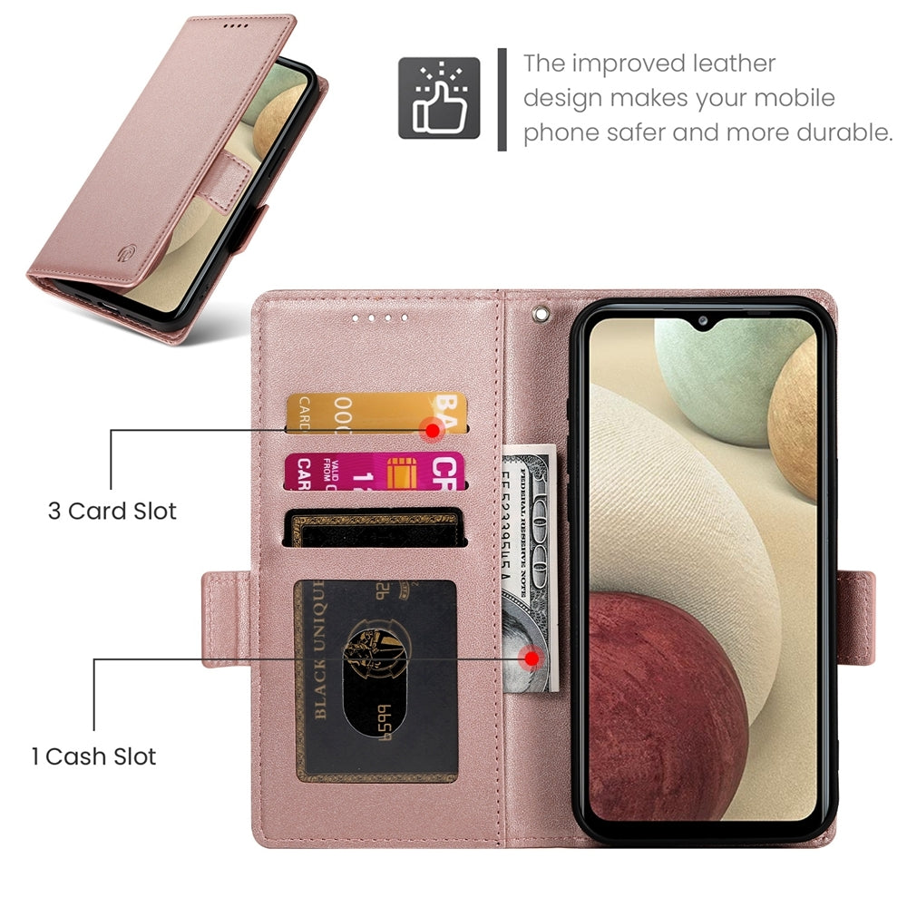 Samsung Galaxy M12 Wallet Case - Luxury Magnetic PU Leather Flip Cover with Card Slots, Stand & Shockproof Protection