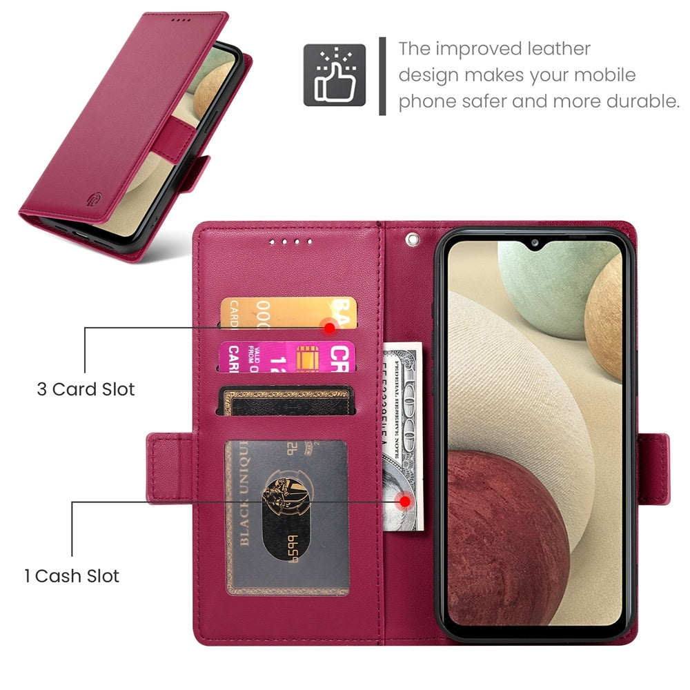 Samsung Galaxy M12 Wallet Case - Luxury Magnetic PU Leather Flip Cover with Card Slots, Stand & Shockproof Protection