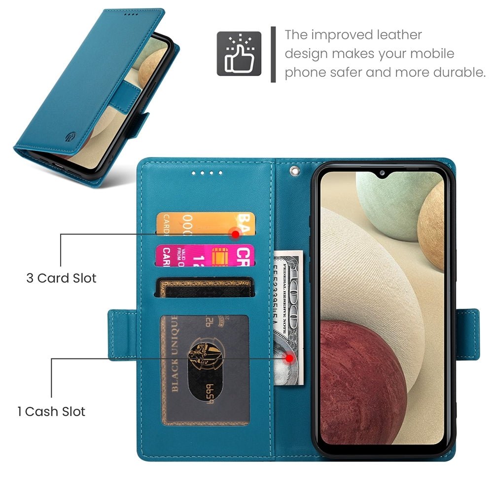 Samsung Galaxy A12 5G Wallet Case - Luxury Magnetic PU Leather Flip Cover with Card Slots, Stand & Shockproof Protection