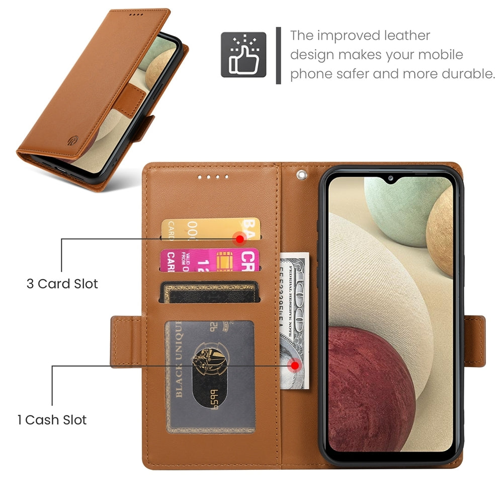 Samsung Galaxy M12 Wallet Case - Luxury Magnetic PU Leather Flip Cover with Card Slots, Stand & Shockproof Protection