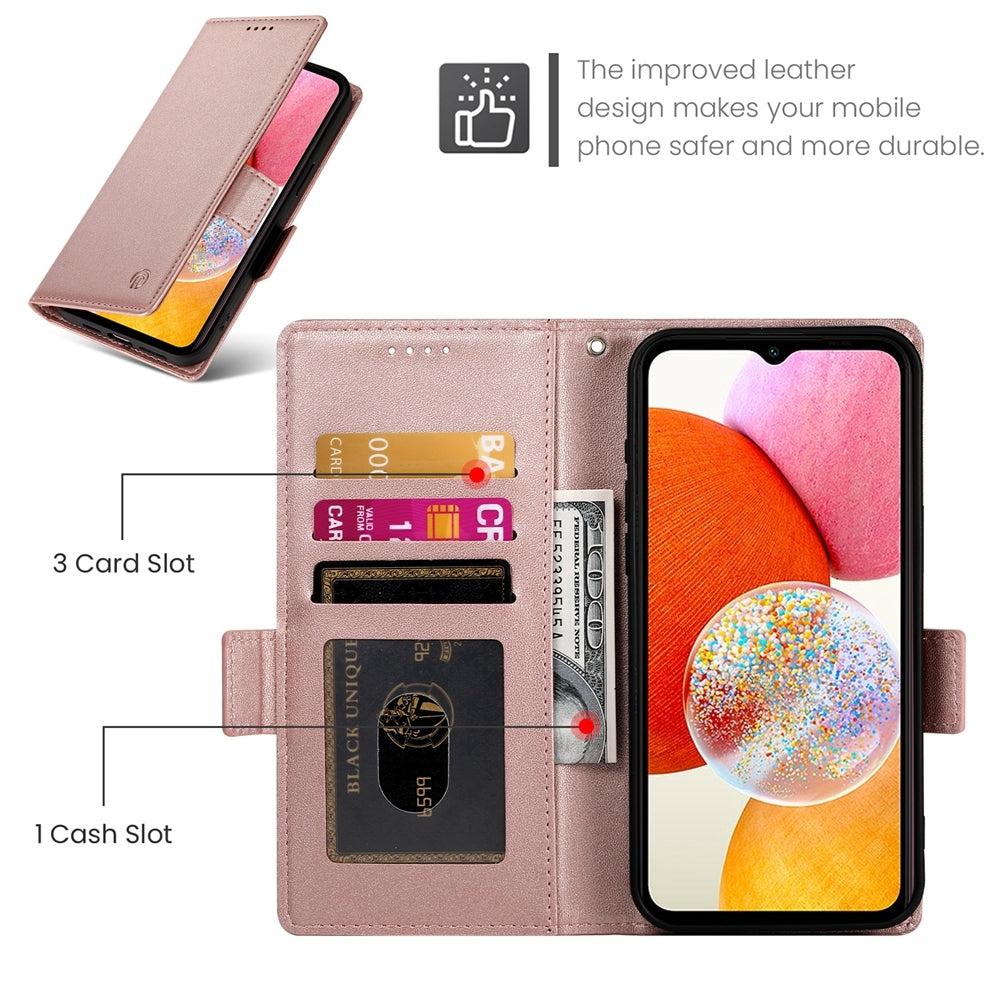 Samsung Galaxy A14 4G/5G Wallet Case - Luxury Magnetic PU Leather Flip Cover with Card Slots, Stand & Shockproof Protection