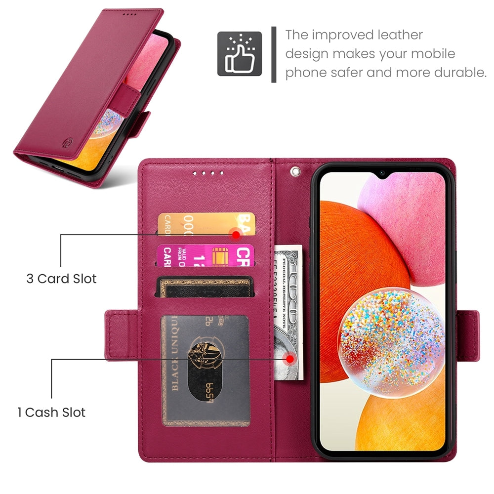 Samsung Galaxy A14 4G/5G Wallet Case - Luxury Magnetic PU Leather Flip Cover with Card Slots, Stand & Shockproof Protection