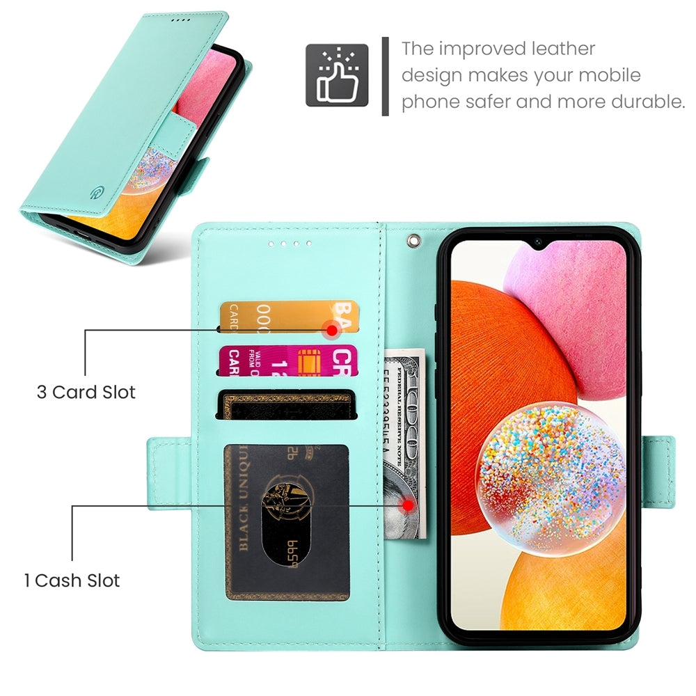 Samsung Galaxy A14 4G/5G Wallet Case - Luxury Magnetic PU Leather Flip Cover with Card Slots, Stand & Shockproof Protection