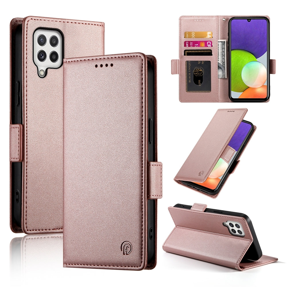 Samsung Galaxy A22 4G Wallet Case - Luxury Magnetic PU Leather Flip Cover with Card Slots, Stand & Shockproof Protection