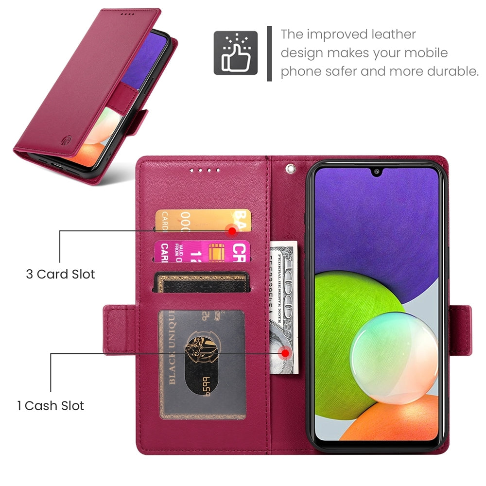 Samsung Galaxy A22 4G Wallet Case - Luxury Magnetic PU Leather Flip Cover with Card Slots, Stand & Shockproof Protection