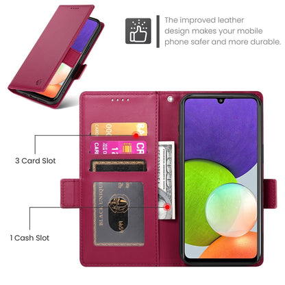 Samsung Galaxy A22 4G Wallet Case - Luxury Magnetic PU Leather Flip Cover with Card Slots, Stand & Shockproof Protection
