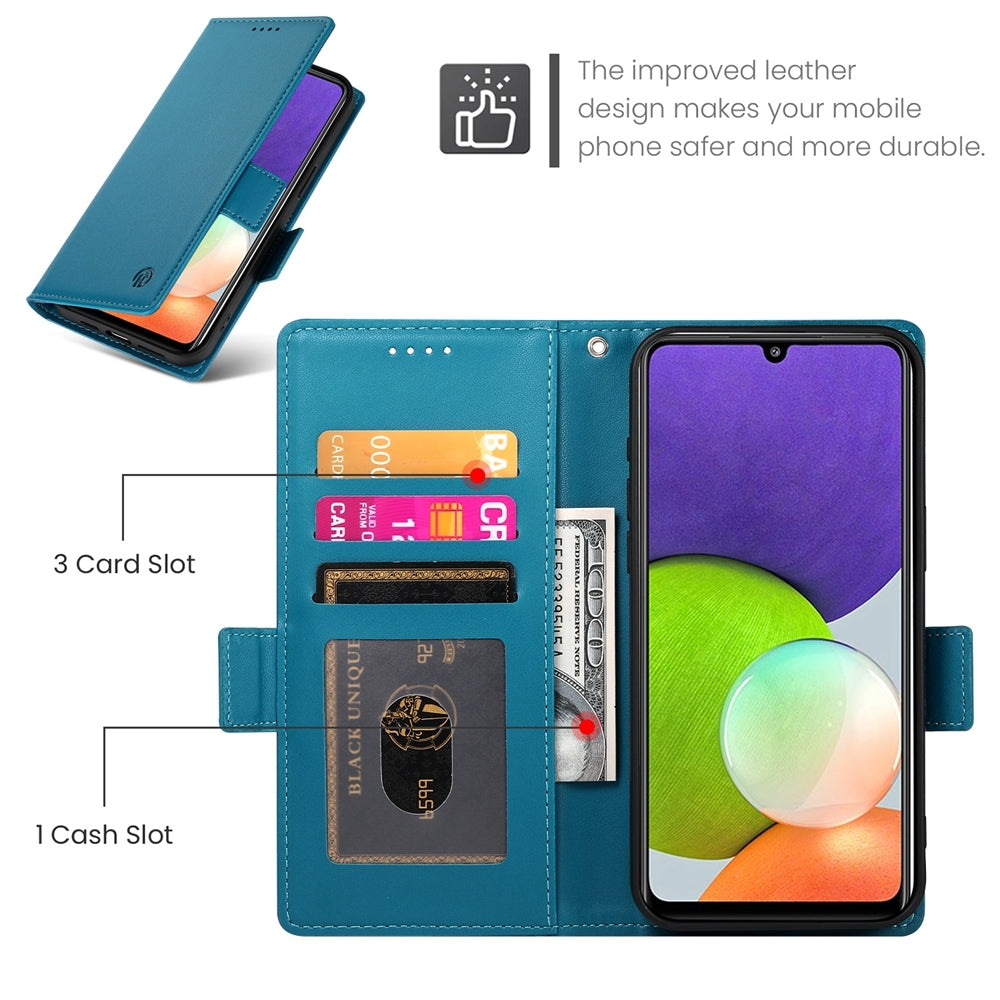 Samsung Galaxy A22 4G Wallet Case - Luxury Magnetic PU Leather Flip Cover with Card Slots, Stand & Shockproof Protection
