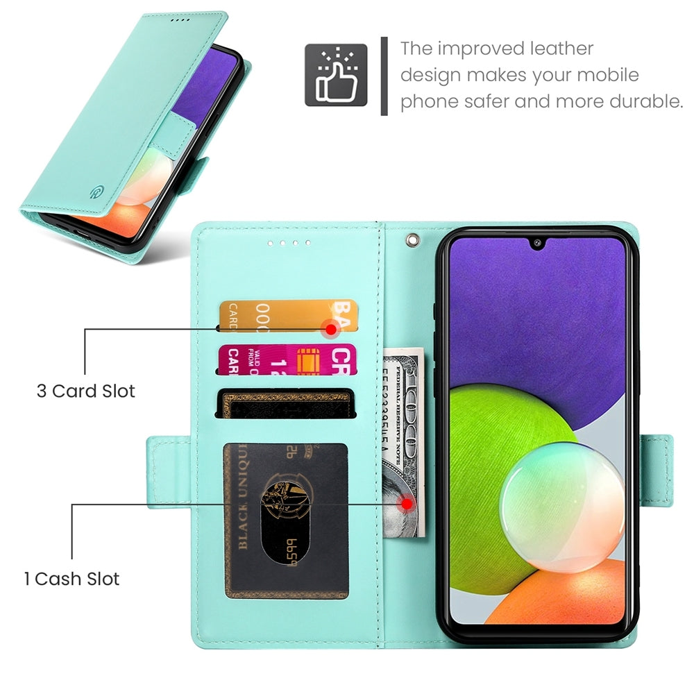 Samsung Galaxy A22 4G Wallet Case - Luxury Magnetic PU Leather Flip Cover with Card Slots, Stand & Shockproof Protection