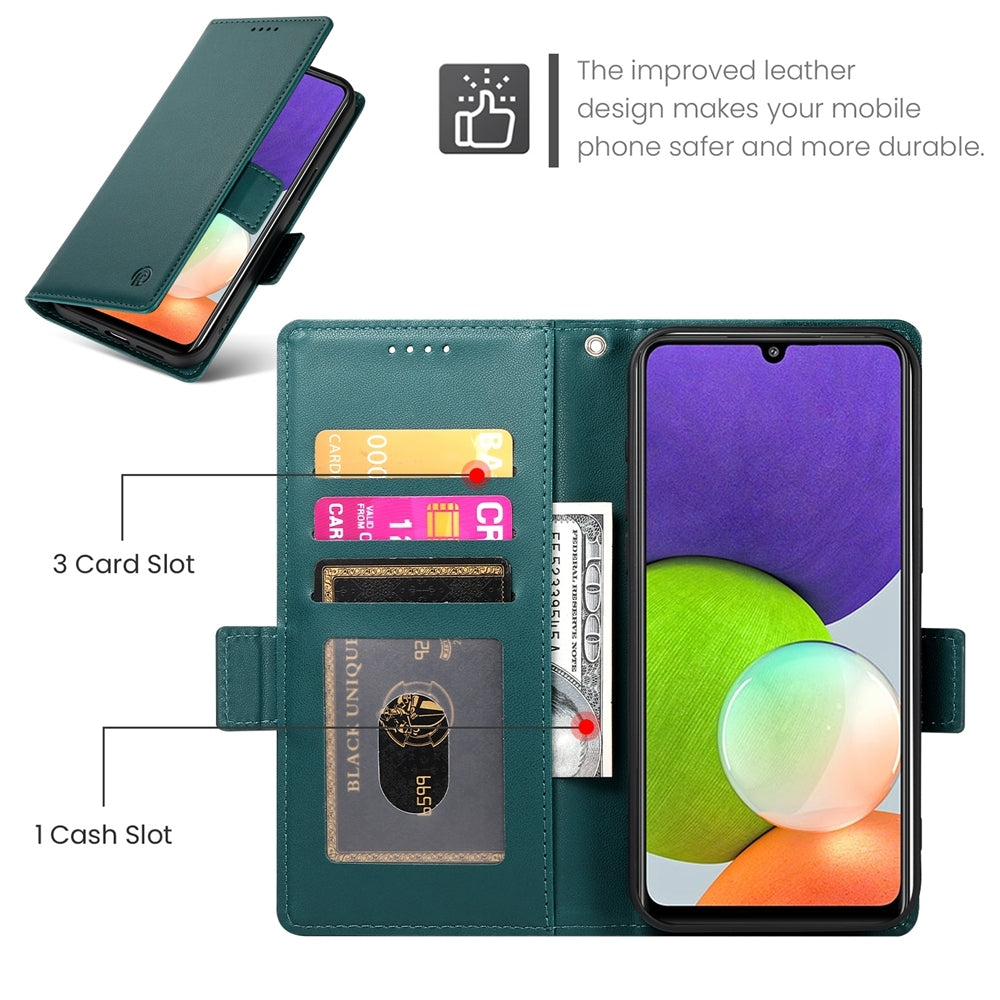 Samsung Galaxy A22 4G Wallet Case - Luxury Magnetic PU Leather Flip Cover with Card Slots, Stand & Shockproof Protection
