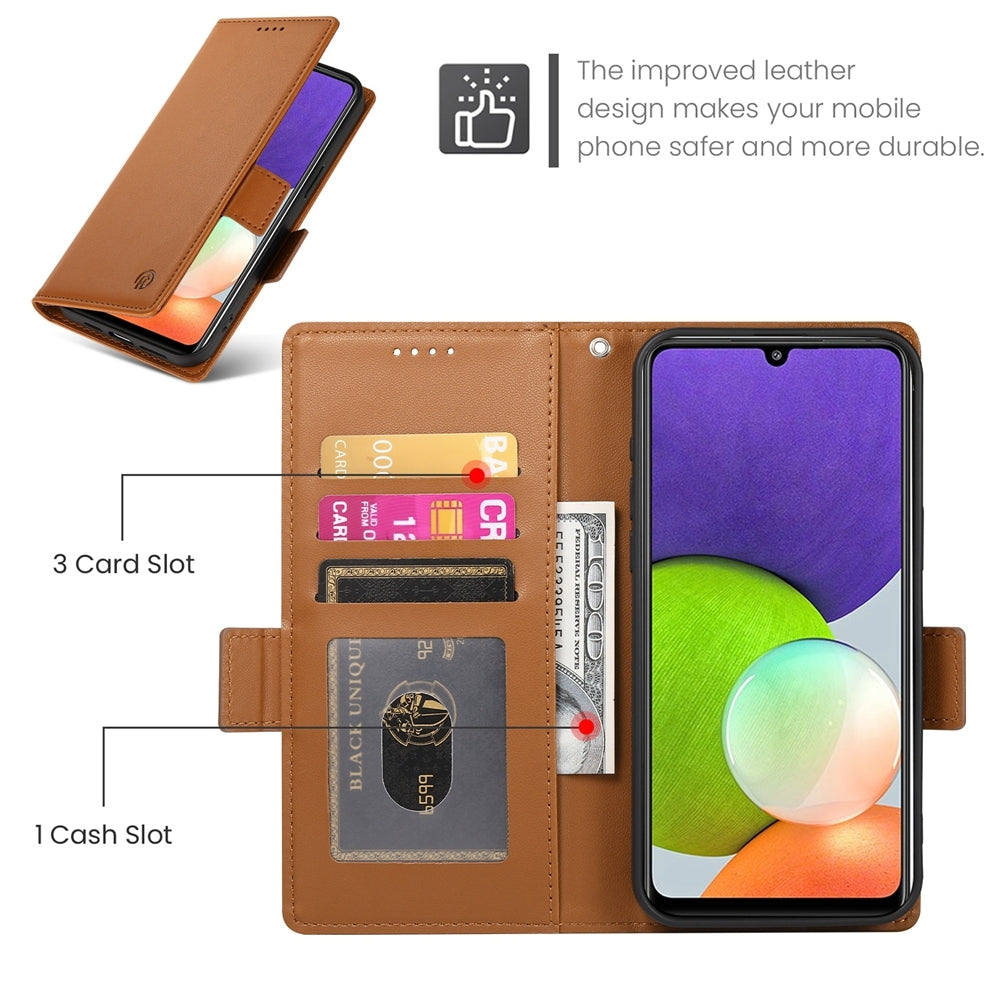 Samsung Galaxy A22 4G Wallet Case - Luxury Magnetic PU Leather Flip Cover with Card Slots, Stand & Shockproof Protection
