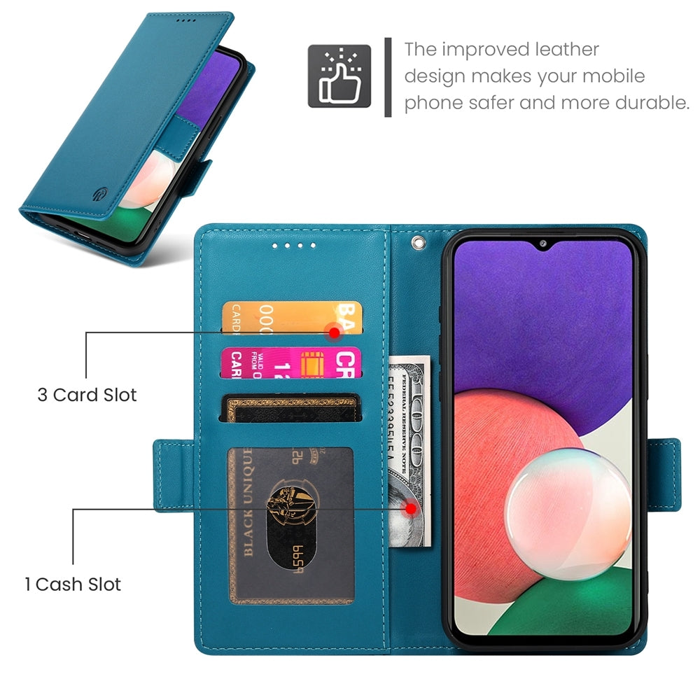 Samsung Galaxy A22 5G Wallet Case - Luxury Magnetic PU Leather Flip Cover with Card Slots, Stand & Shockproof Protection
