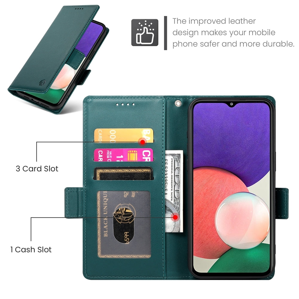 Samsung Galaxy A22 5G Wallet Case - Luxury Magnetic PU Leather Flip Cover with Card Slots, Stand & Shockproof Protection