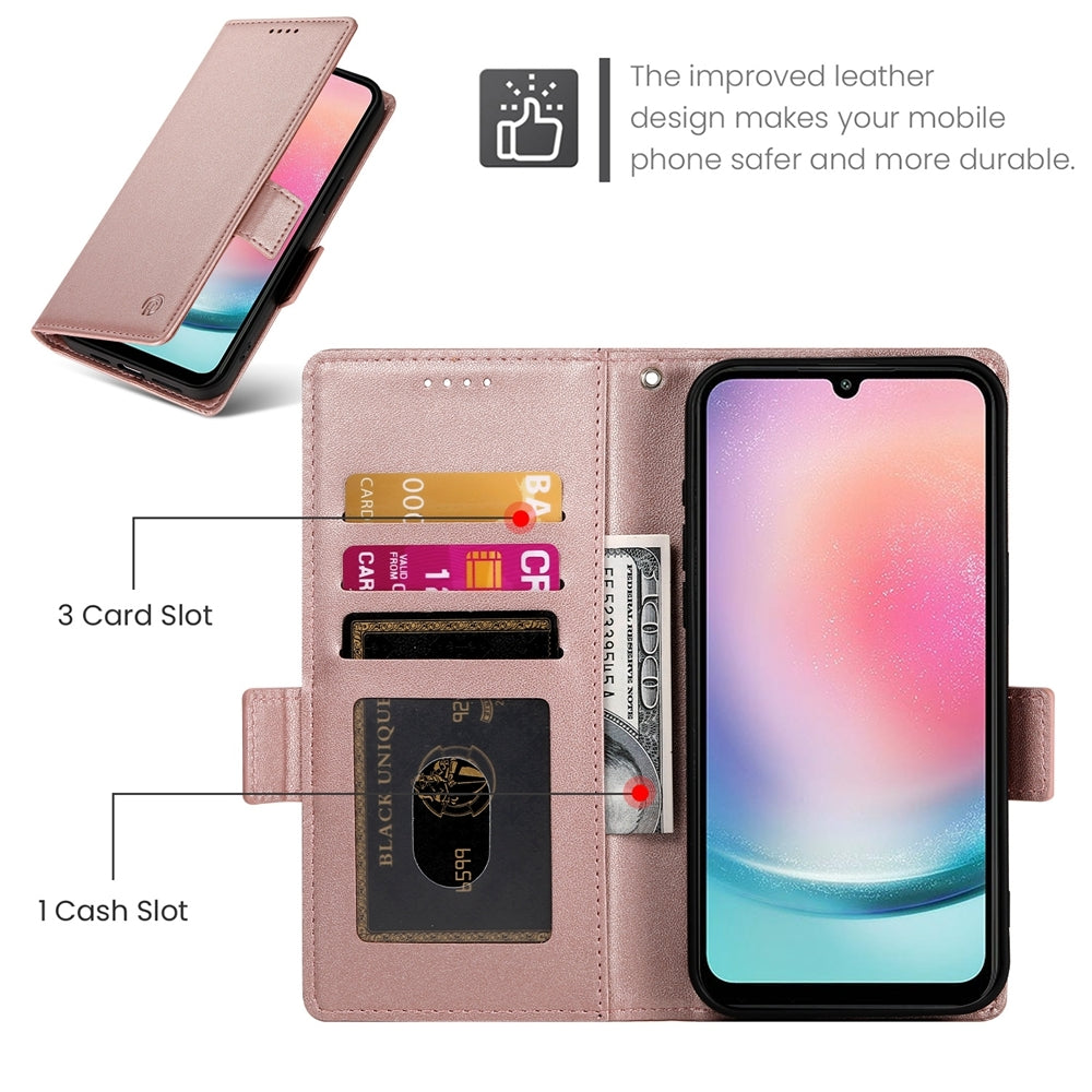 Samsung Galaxy A24 4G Global Wallet Case - Luxury Magnetic PU Leather Flip Cover with Card Slots, Stand & Shockproof Protection