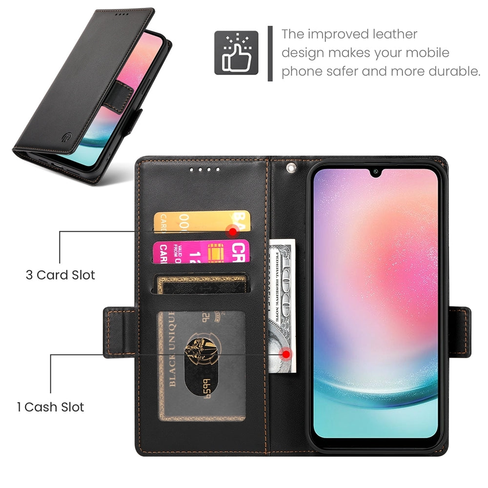 Samsung Galaxy A24 4G Global Wallet Case - Luxury Magnetic PU Leather Flip Cover with Card Slots, Stand & Shockproof Protection