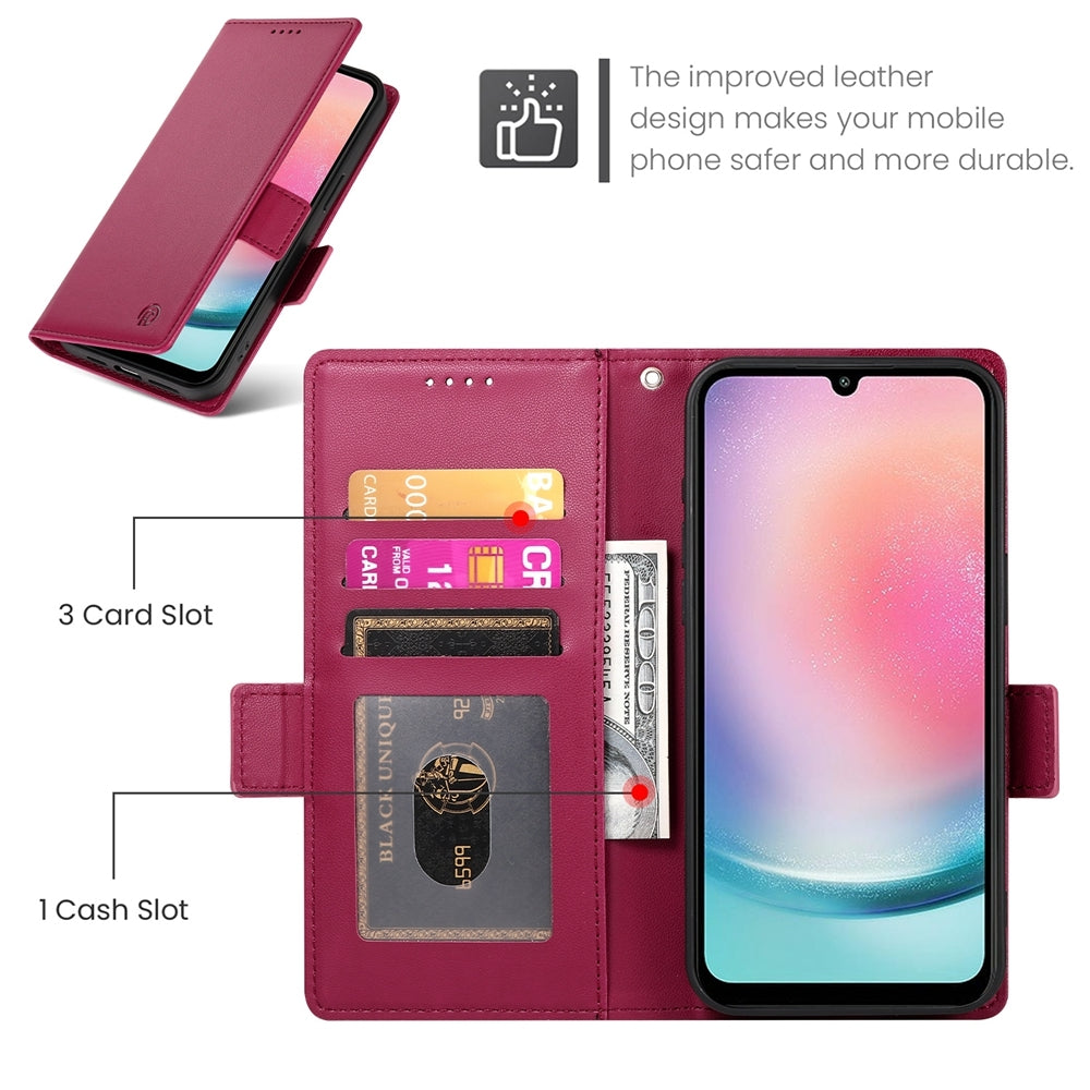 Samsung Galaxy A24 4G Global Wallet Case - Luxury Magnetic PU Leather Flip Cover with Card Slots, Stand & Shockproof Protection