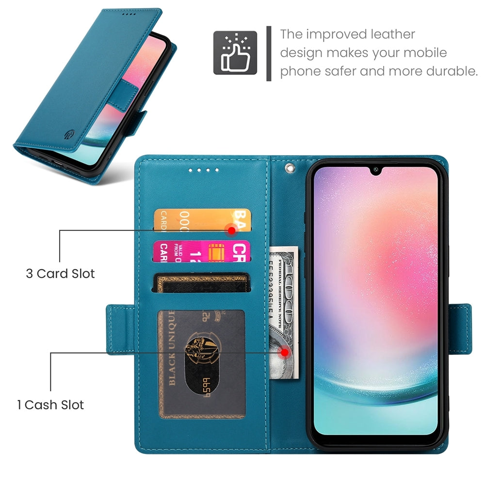 Samsung Galaxy A24 4G Global Wallet Case - Luxury Magnetic PU Leather Flip Cover with Card Slots, Stand & Shockproof Protection