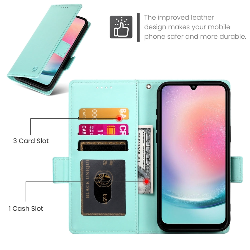 Samsung Galaxy A24 4G Global Wallet Case - Luxury Magnetic PU Leather Flip Cover with Card Slots, Stand & Shockproof Protection