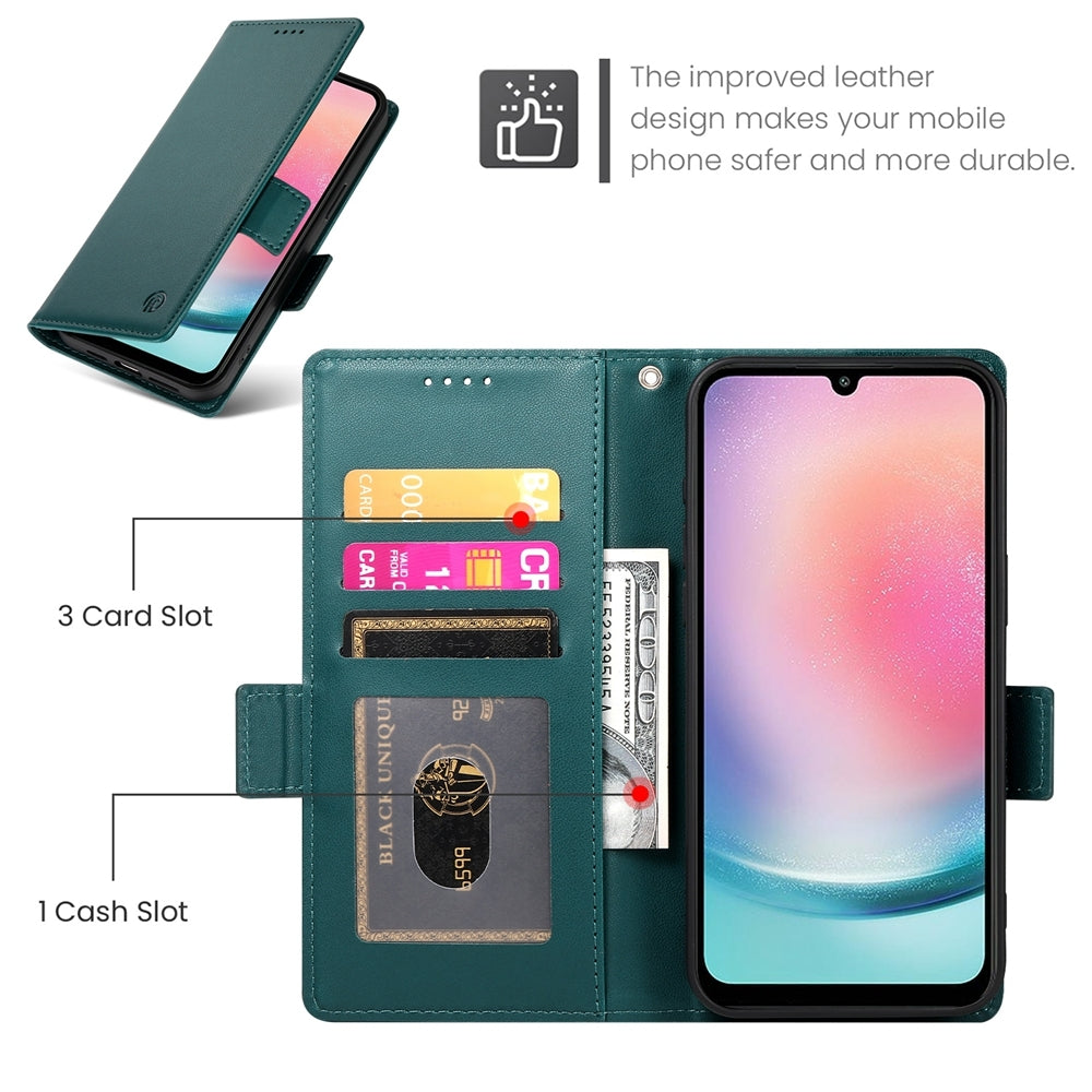 Samsung Galaxy A24 4G Global Wallet Case - Luxury Magnetic PU Leather Flip Cover with Card Slots, Stand & Shockproof Protection