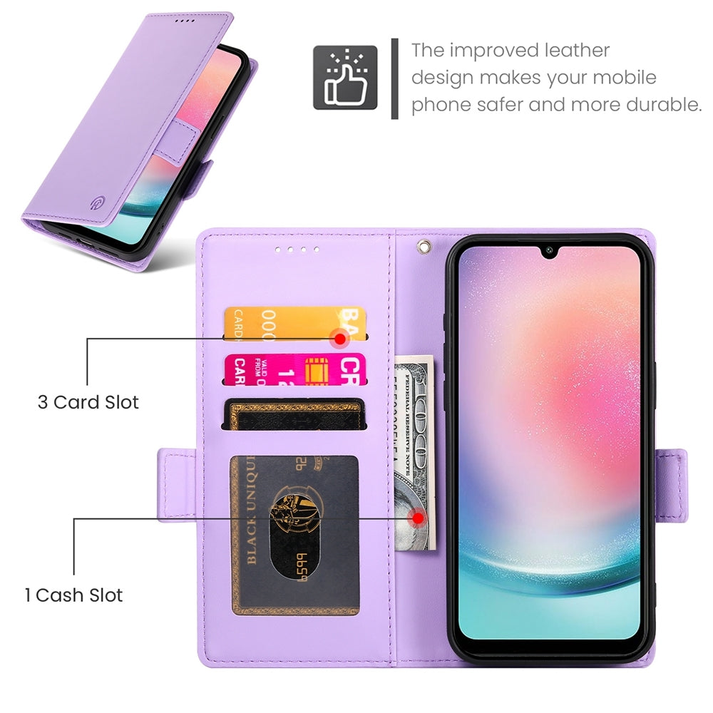 Samsung Galaxy A24 4G Global Wallet Case - Luxury Magnetic PU Leather Flip Cover with Card Slots, Stand & Shockproof Protection