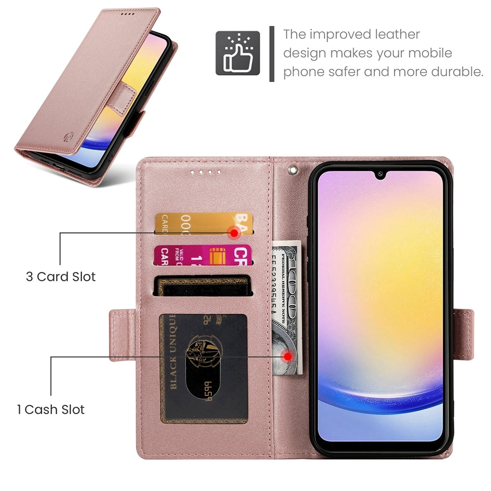 Samsung Galaxy A25 5G Global Wallet Case - Luxury Magnetic PU Leather Flip Cover with Card Slots, Stand & Shockproof Protection