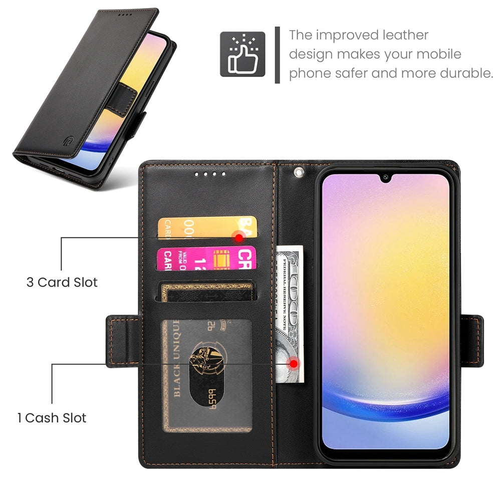 Samsung Galaxy A25 5G Global Wallet Case - Luxury Magnetic PU Leather Flip Cover with Card Slots, Stand & Shockproof Protection