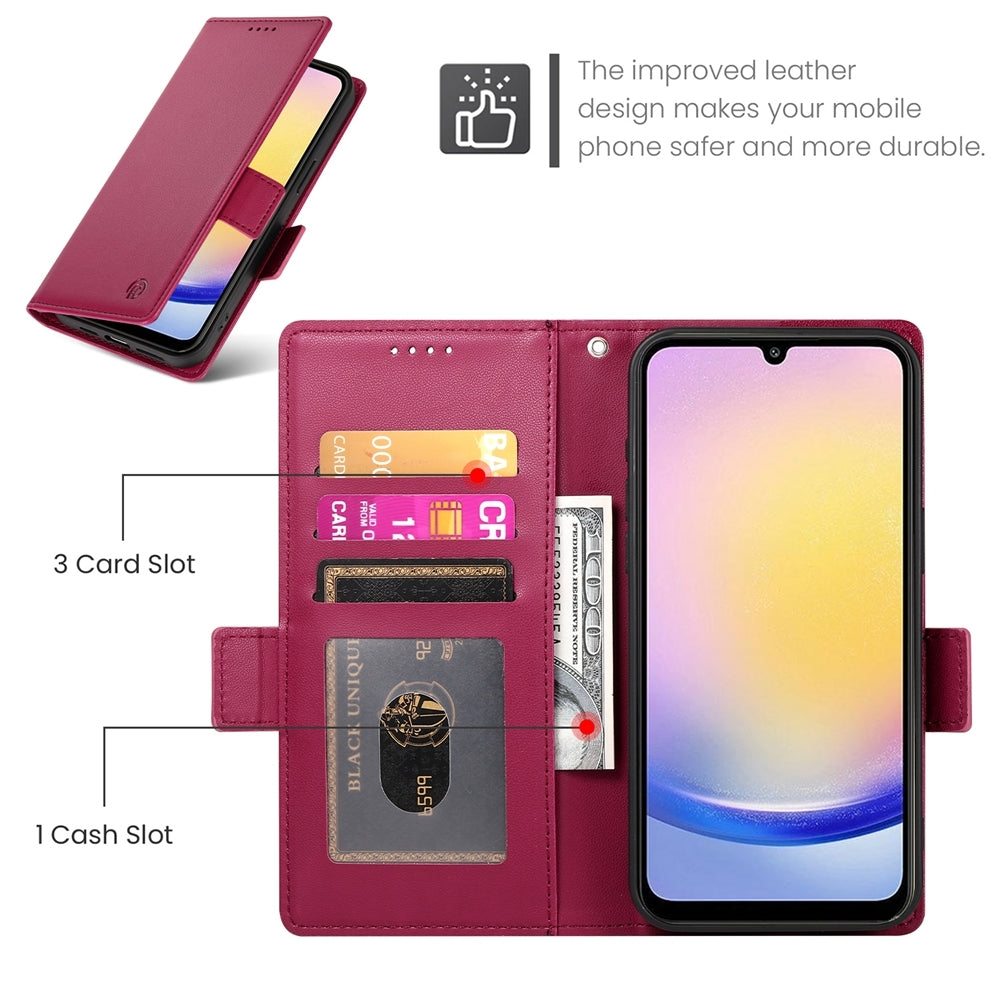 Samsung Galaxy A25 5G Global Wallet Case - Luxury Magnetic PU Leather Flip Cover with Card Slots, Stand & Shockproof Protection