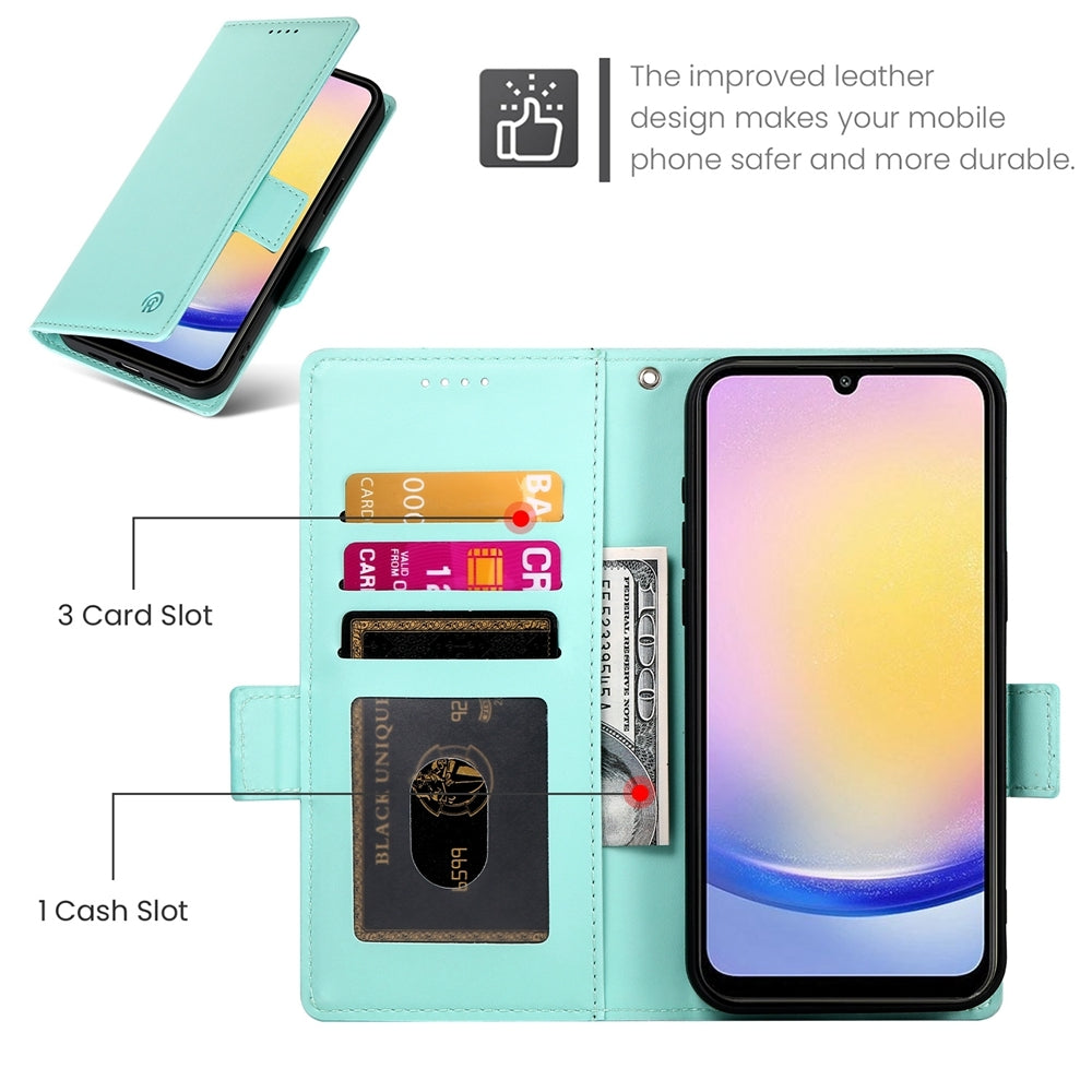Samsung Galaxy A25 5G Global Wallet Case - Luxury Magnetic PU Leather Flip Cover with Card Slots, Stand & Shockproof Protection