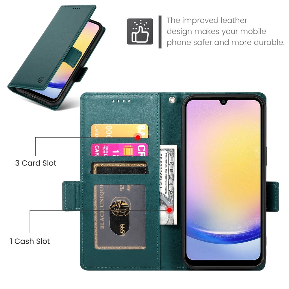 Samsung Galaxy A25 5G Global Wallet Case - Luxury Magnetic PU Leather Flip Cover with Card Slots, Stand & Shockproof Protection