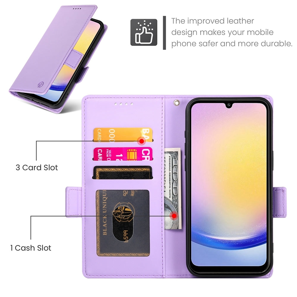 Samsung Galaxy A25 5G Global Wallet Case - Luxury Magnetic PU Leather Flip Cover with Card Slots, Stand & Shockproof Protection