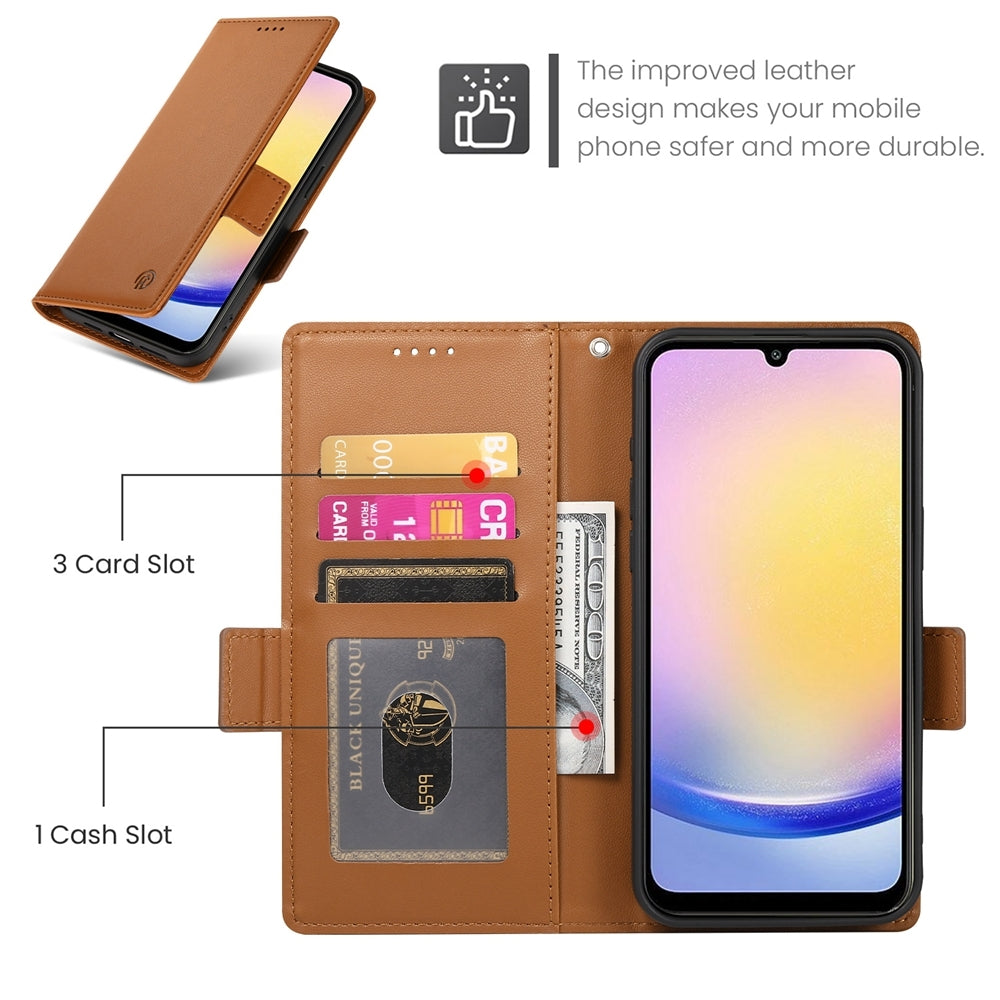 Samsung Galaxy A25 5G Global Wallet Case - Luxury Magnetic PU Leather Flip Cover with Card Slots, Stand & Shockproof Protection