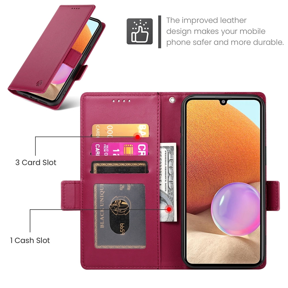 Samsung Galaxy A32 4G Wallet Case - Luxury Magnetic PU Leather Flip Cover with Card Slots, Stand & Shockproof Protection