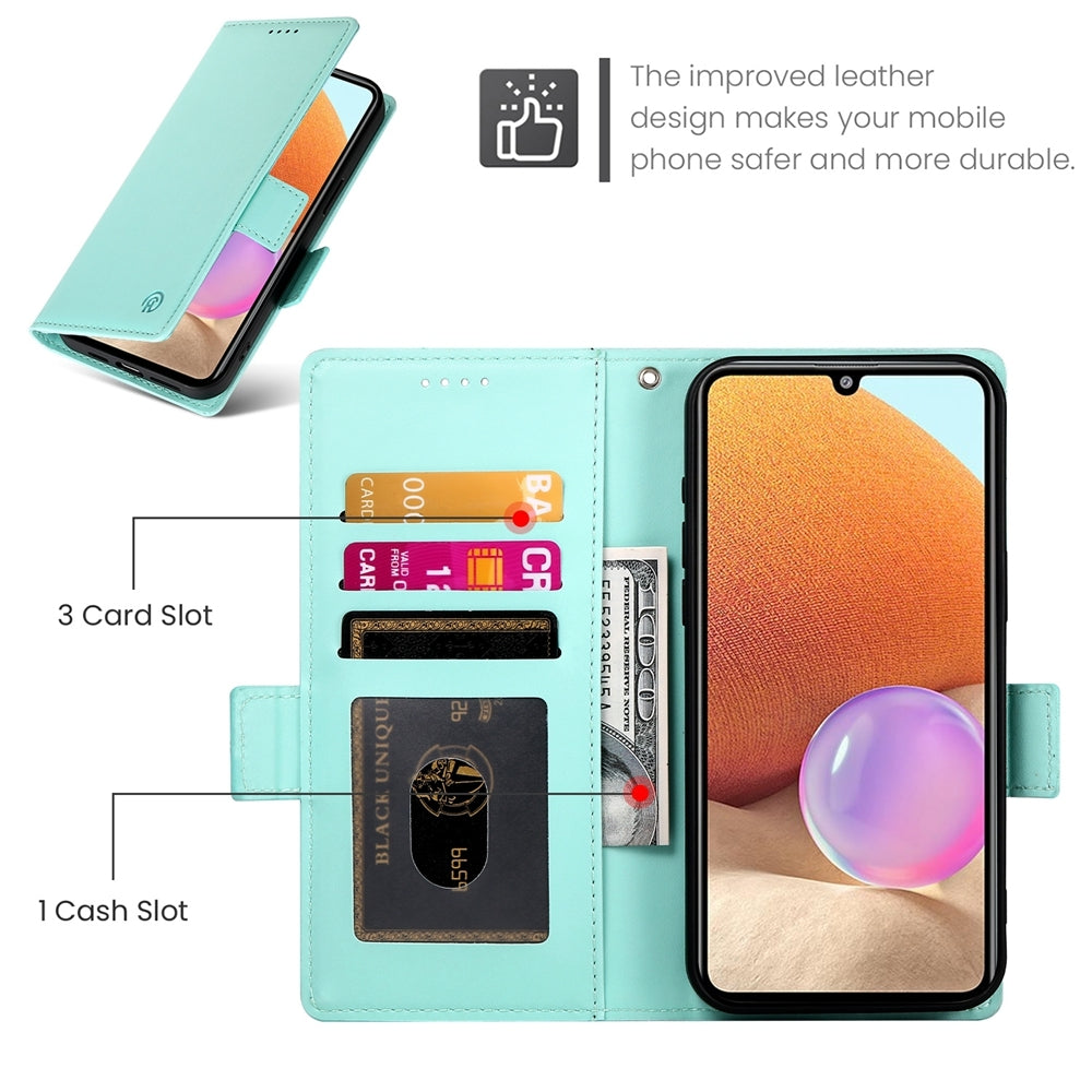 Samsung Galaxy A32 4G Wallet Case - Luxury Magnetic PU Leather Flip Cover with Card Slots, Stand & Shockproof Protection