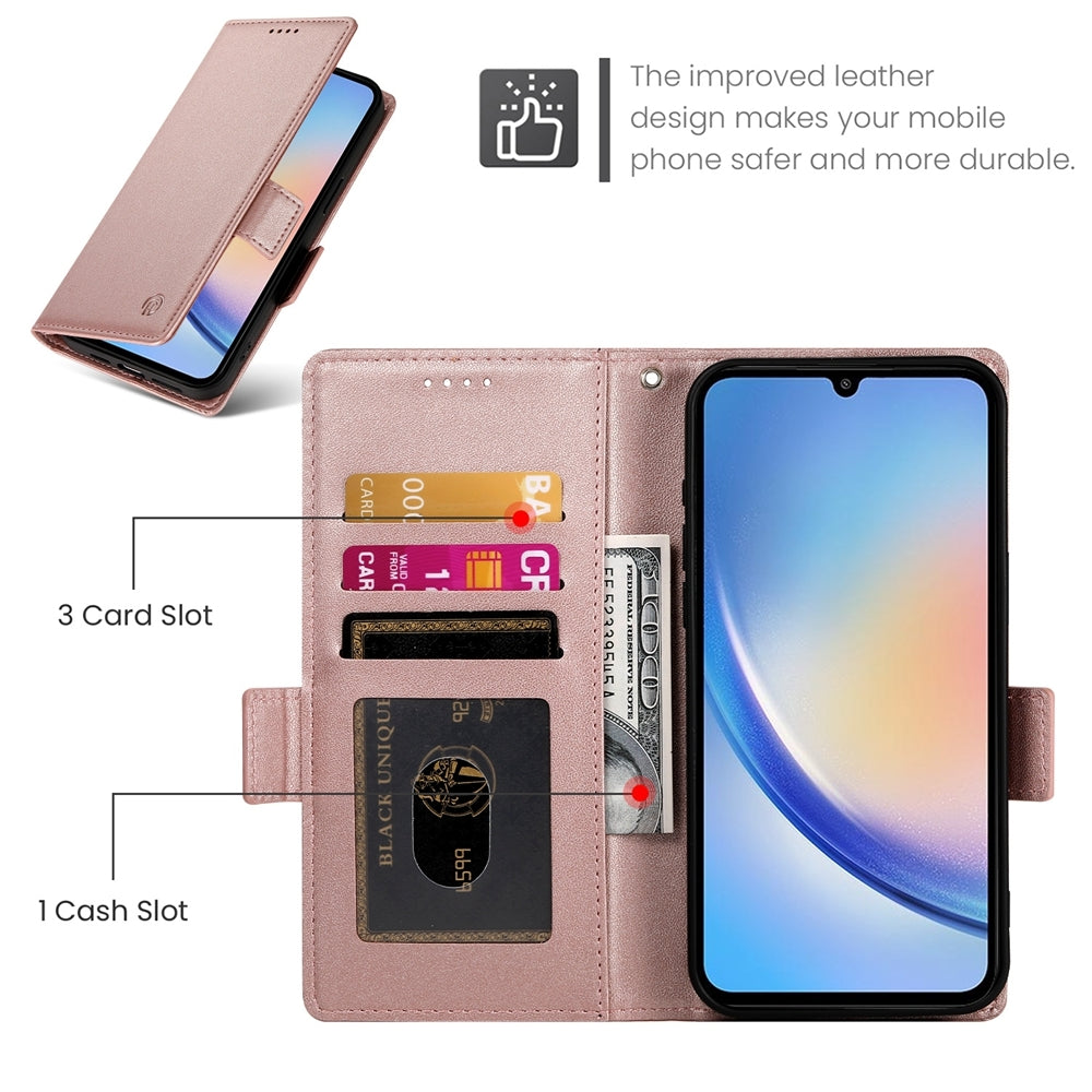 Samsung Galaxy A34 5G Wallet Case - Luxury Magnetic PU Leather Flip Cover with Card Slots, Stand & Shockproof Protection