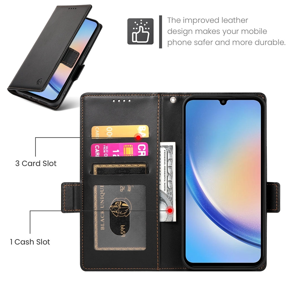 Samsung Galaxy A34 5G Wallet Case - Luxury Magnetic PU Leather Flip Cover with Card Slots, Stand & Shockproof Protection