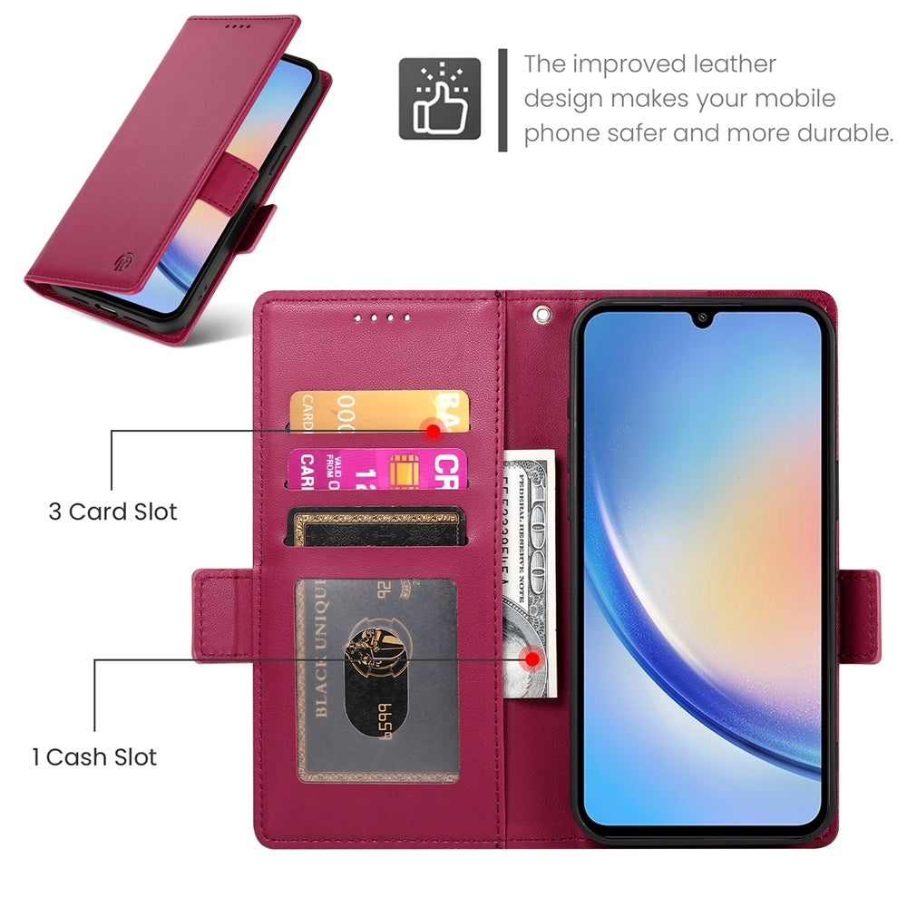 Samsung Galaxy A34 5G Wallet Case - Luxury Magnetic PU Leather Flip Cover with Card Slots, Stand & Shockproof Protection