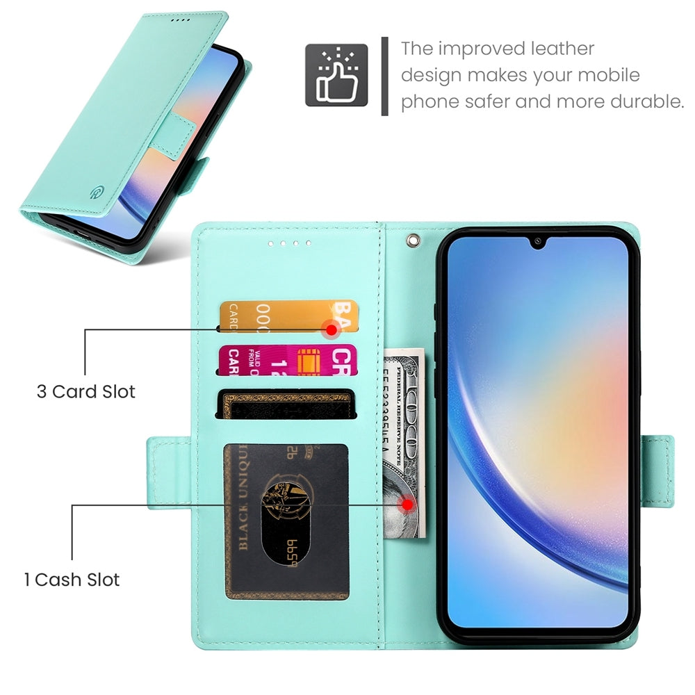 Samsung Galaxy A34 5G Wallet Case - Luxury Magnetic PU Leather Flip Cover with Card Slots, Stand & Shockproof Protection