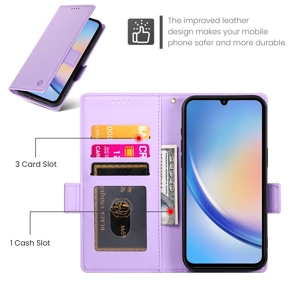 Samsung Galaxy A34 5G Wallet Case - Luxury Magnetic PU Leather Flip Cover with Card Slots, Stand & Shockproof Protection